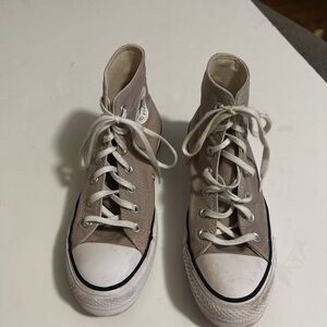 Converse High-Top Sneakers in Tan and White